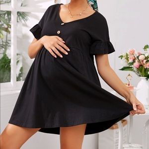Maternity Black Flowy Smock Dress